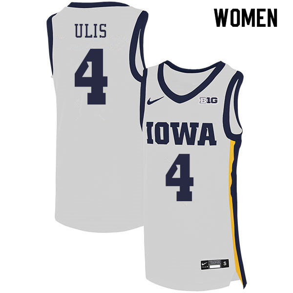 Women #4 Ahron Ulis Iowa Hawkeyes College Basketball Jerseys Sale-White - Click Image to Close